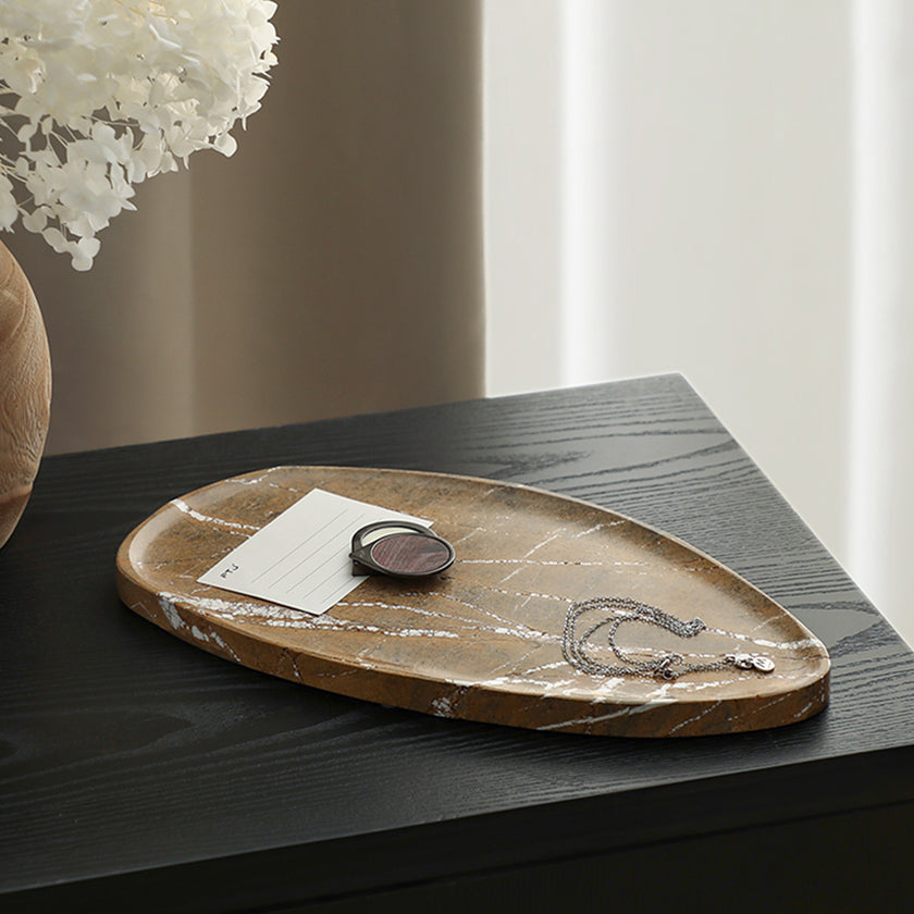 CAC10743-FC Leaf Shaped Marble Plate - Coffee