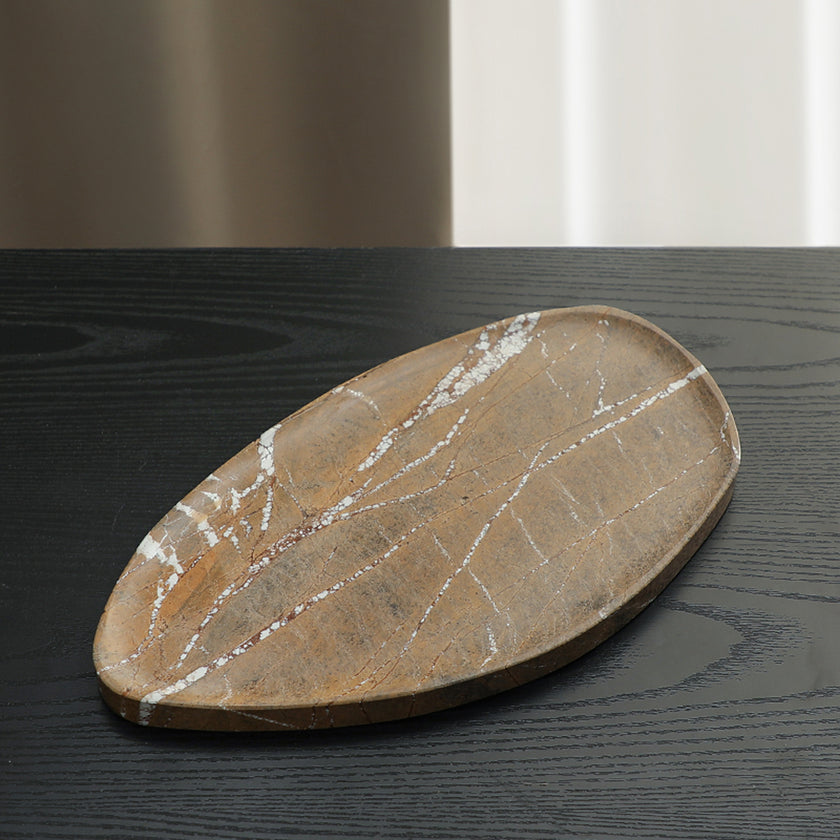 CAC10743-FC Leaf Shaped Marble Plate - Coffee