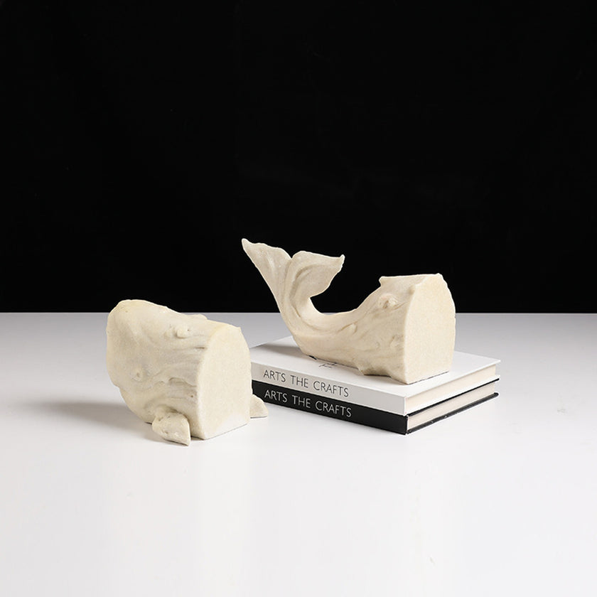 CAC10744-FC Sandstone Whale Bookend - White