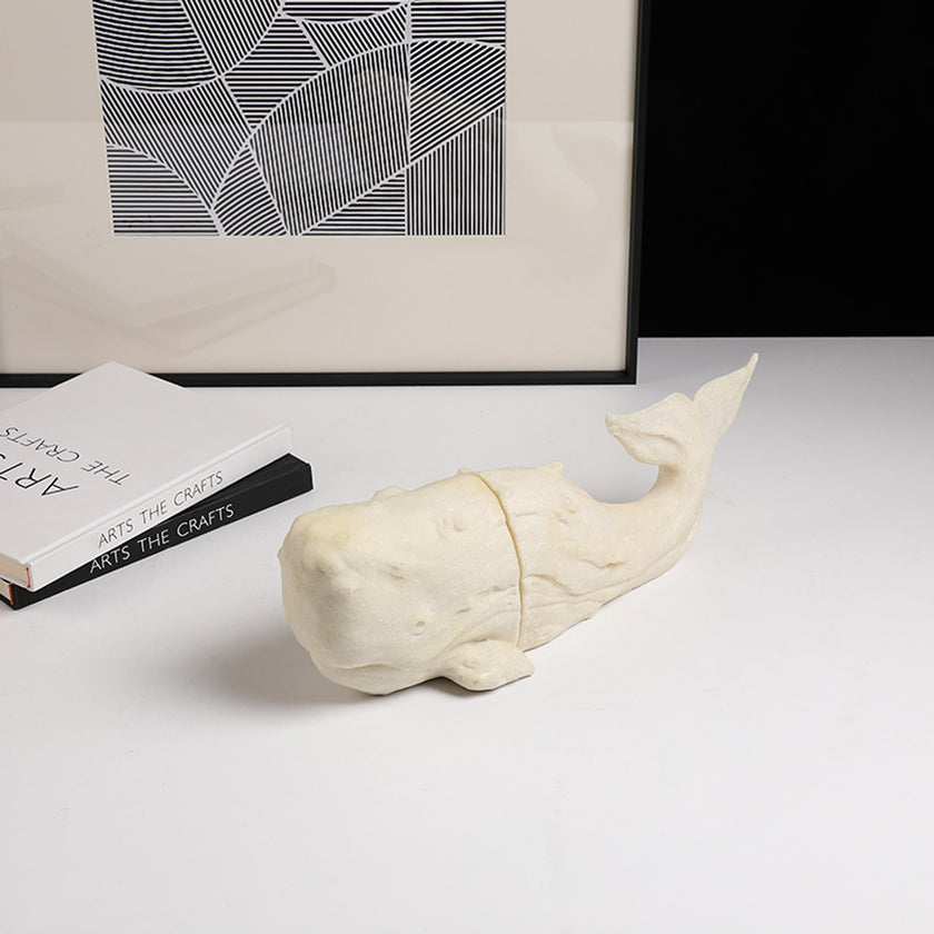 CAC10744-FC Sandstone Whale Bookend - White