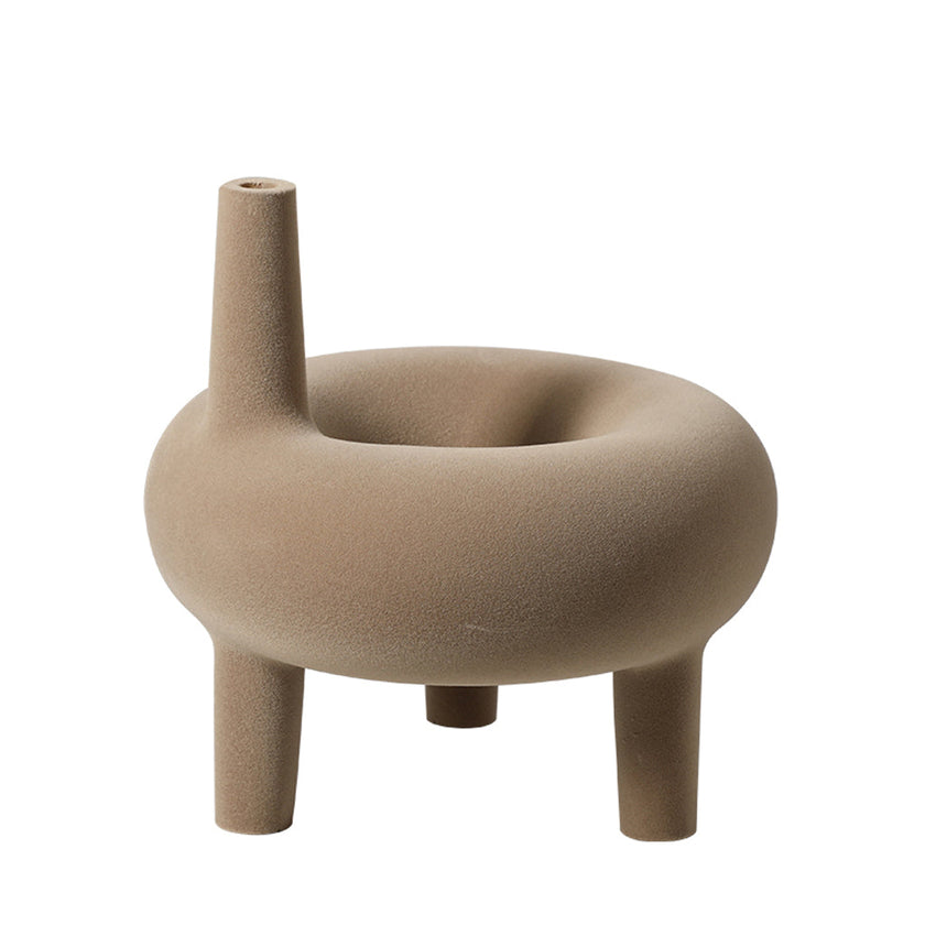CAC10761-FC Three Legged Velvet Vase - Coffee