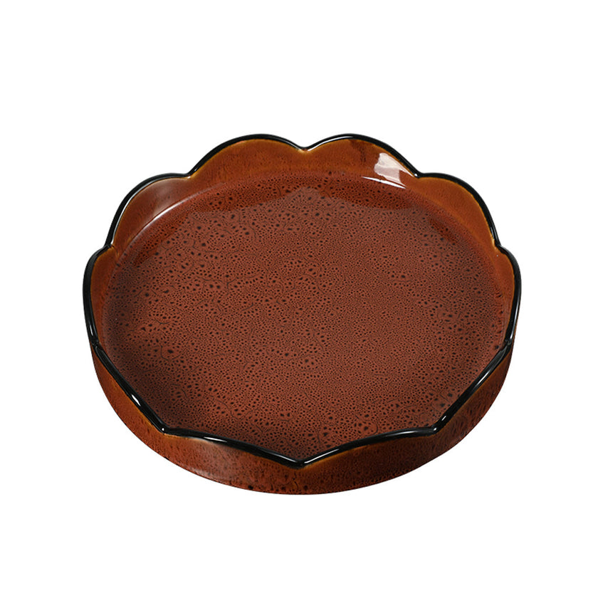 CAC10782-FC Round Glaze Ceramic Tray - Red
