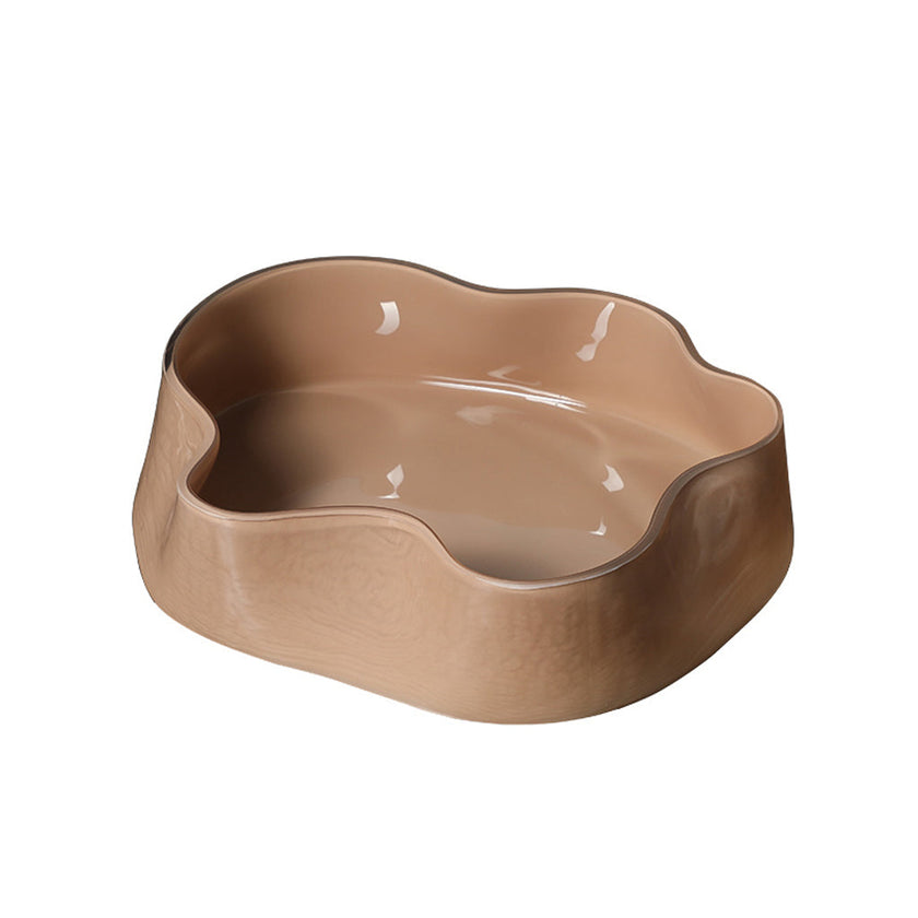 CAC10785-FC Glass Petal Plate A - Coffee