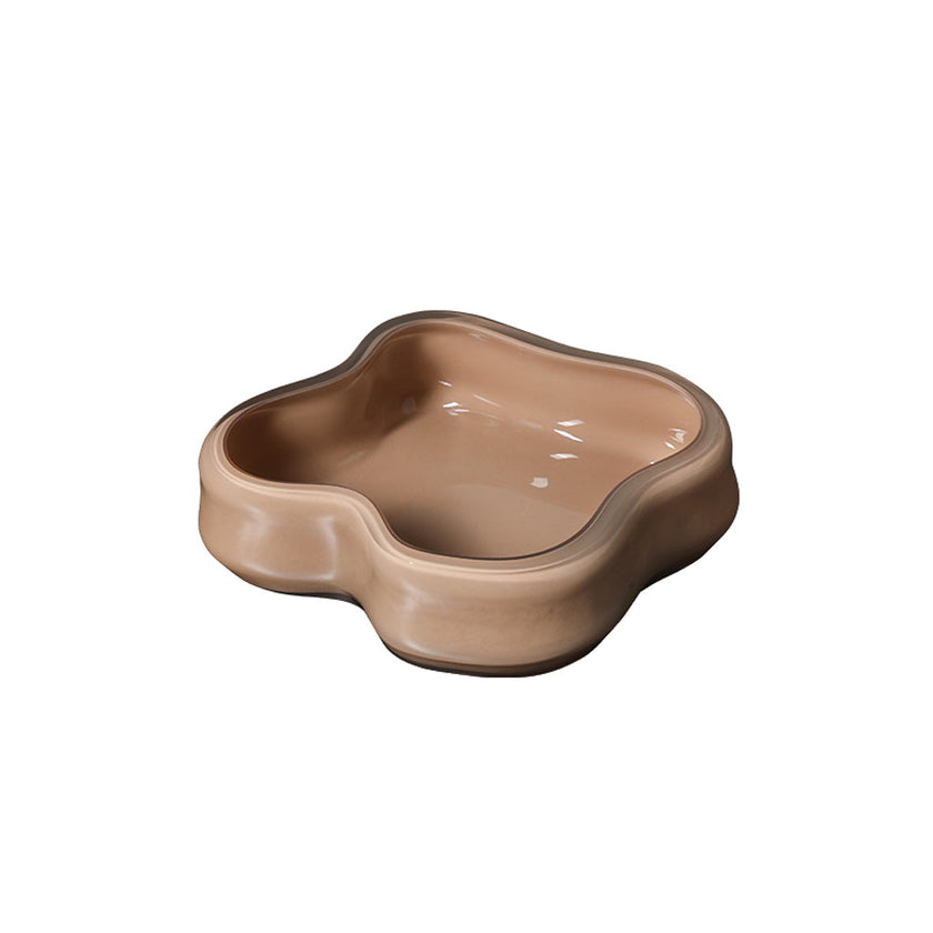 CAC10786-FC Glass Petal Plate B - Coffee