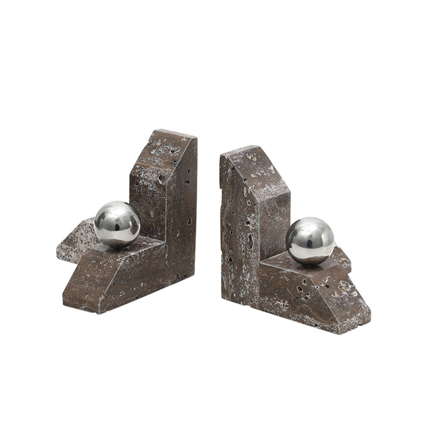 CAC10803-FC Marble Ballpoint Bookend - Grey