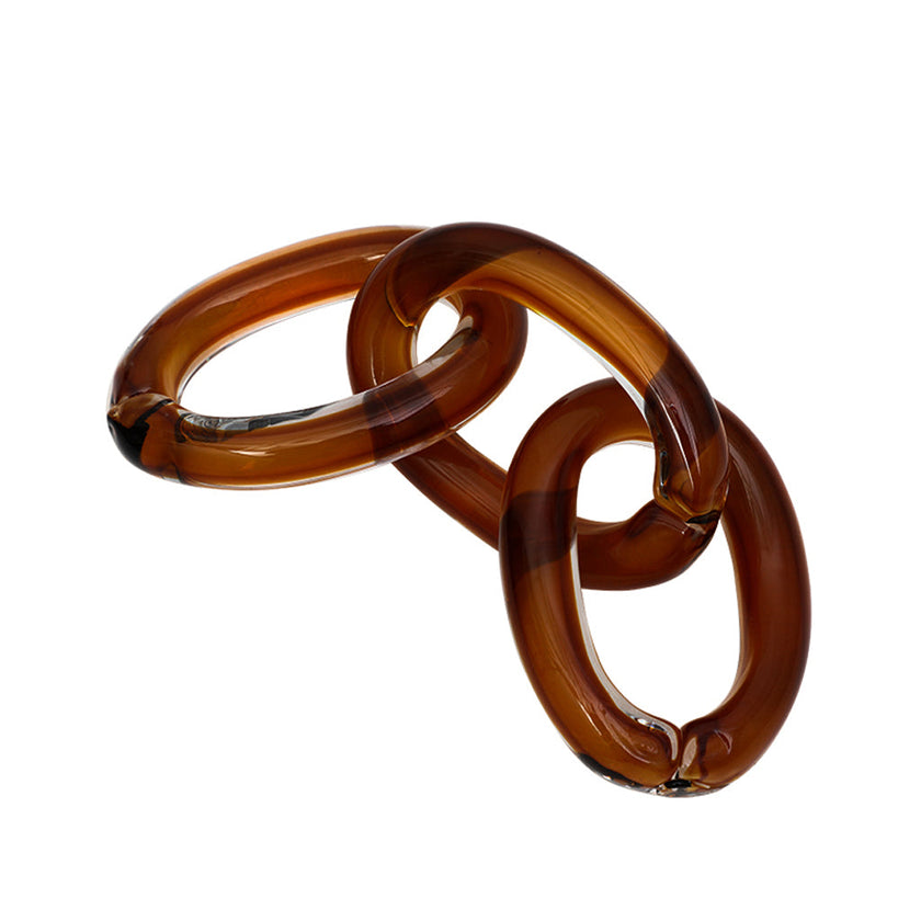 CAC10832-FC Handmade Glass Three Ring - Tea Color