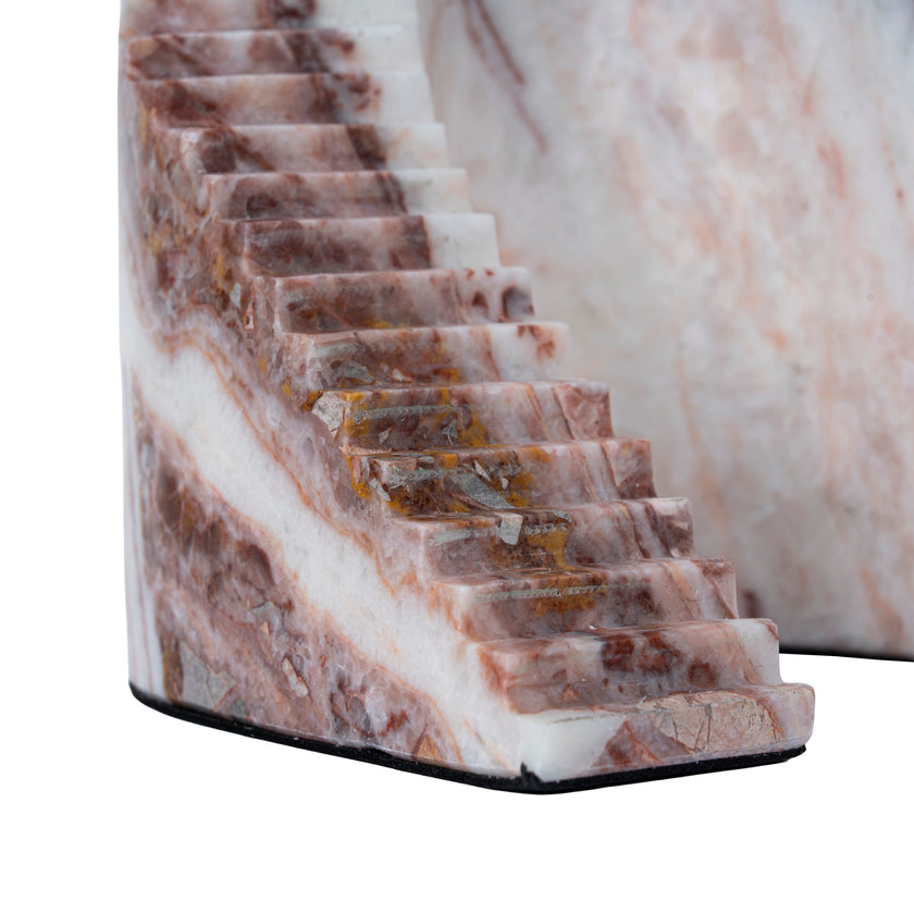 CAC12531-KM Step Marble Sculpture - Red Ochre