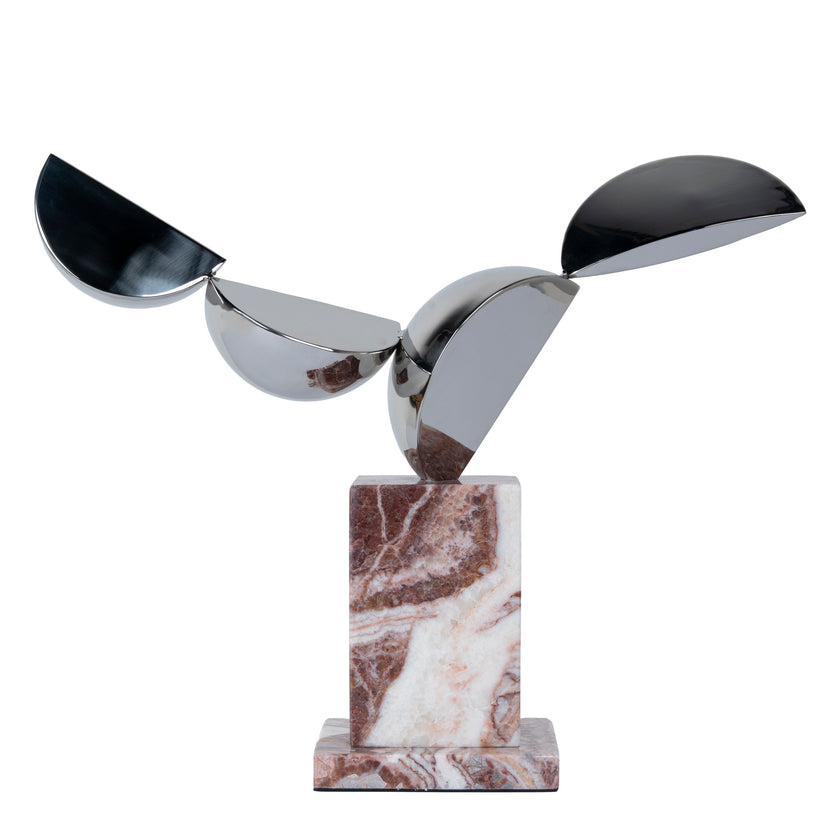 CAC12532-KM Silver Winged Sculpture - Red Ochre