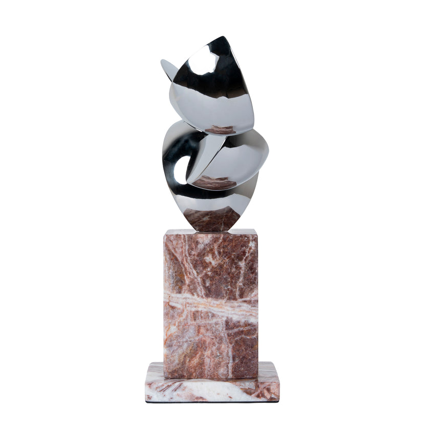 CAC12532-KM Silver Winged Sculpture - Red Ochre