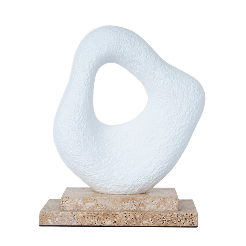 CAC12537-KM Organic Shape Marble Sculpture - Clay White