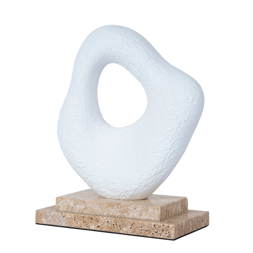 CAC12537-KM Organic Shape Marble Sculpture - Clay White