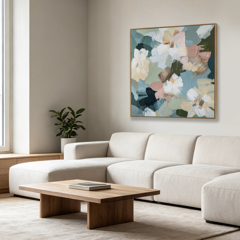 CAR12875-CLO 140 x 140cm Framed Canvas - Natural