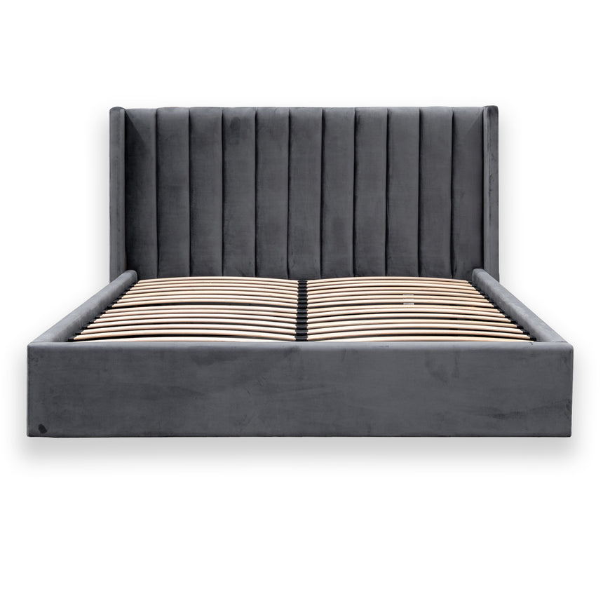 CBD8107-MI Queen Bed Frame - Wide Base in Charcoal Velvet