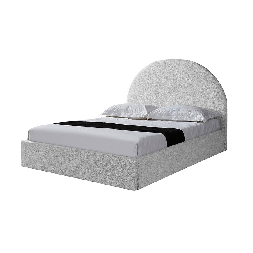 CBD6896-YO Queen Sized Bed Frame - Pepper Boucle with Storage