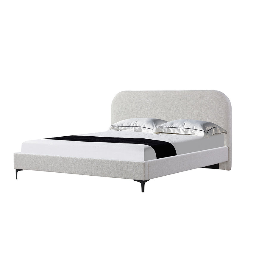 CBD6929-MI Wide Base King Sized Bed Frame - Snow Boucle