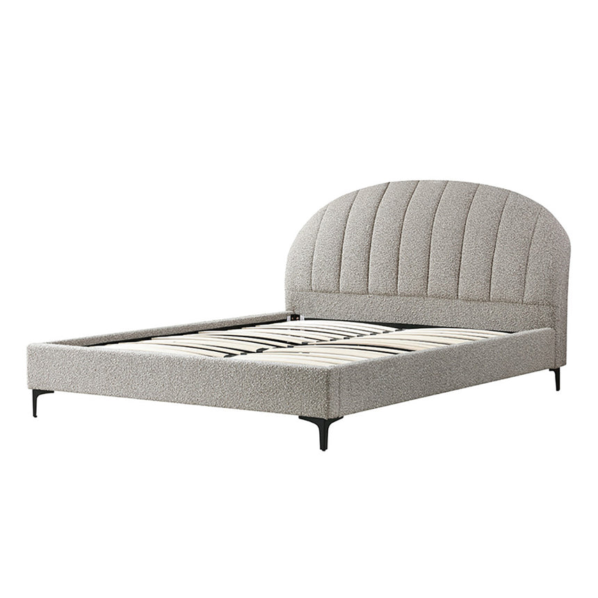CBD8394-YO Fabric Queen Bed Frame - Olive brown boucle