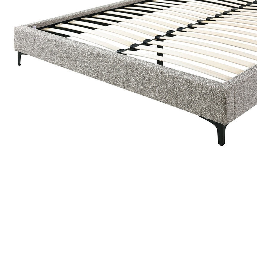 CBD8394-YO Fabric Queen Bed Frame - Olive brown boucle