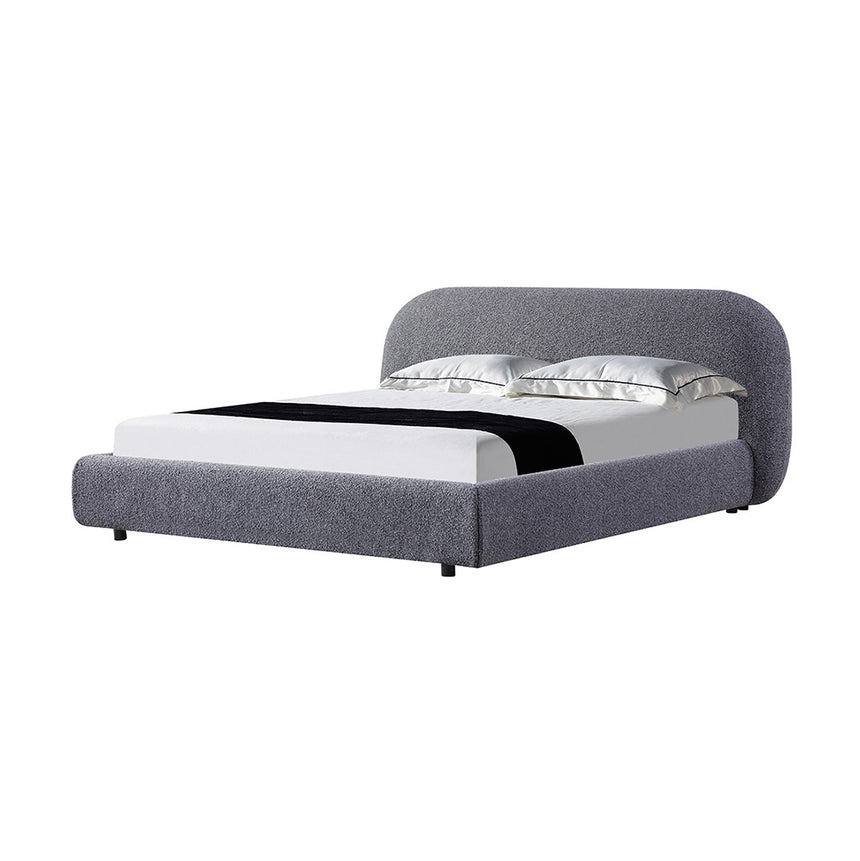 CBD8398-YO King Bed Frame - Charcoal Pepper Boucle