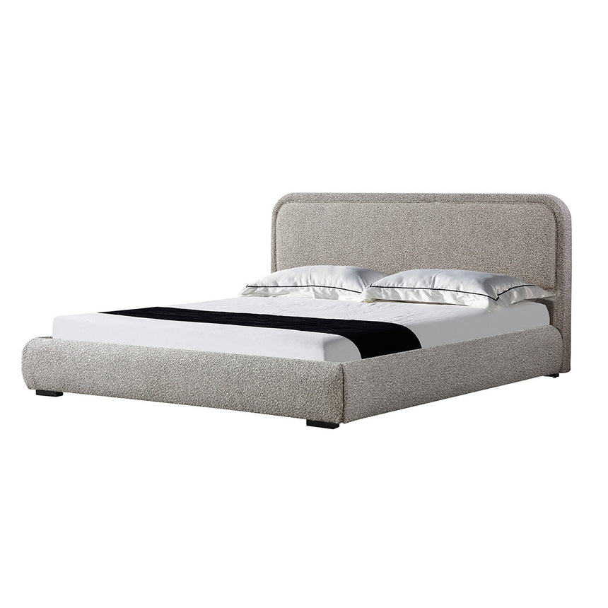 CBD6022-YO Fabric King Bed Frame - Pearl Grey with Storage