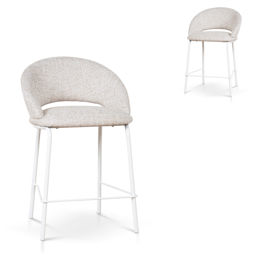 CBS10344-FH White Bar Stool - Pale Beige (Set of 2)