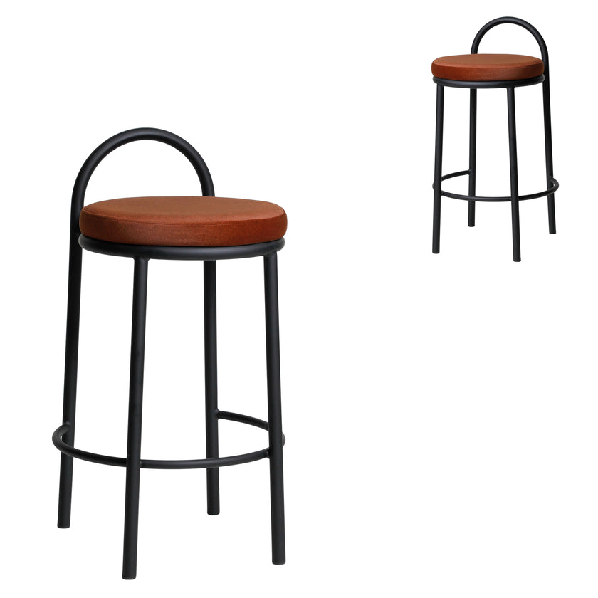 CBS10965-FH 63cm Black Frame Bar Stool - Red Bronze (Set of 2)