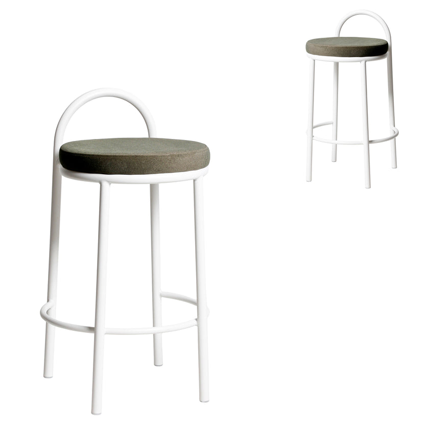 CBS12012-FH 63cm White Frame Bar Stool - Dark Moss Green (Set of 2)