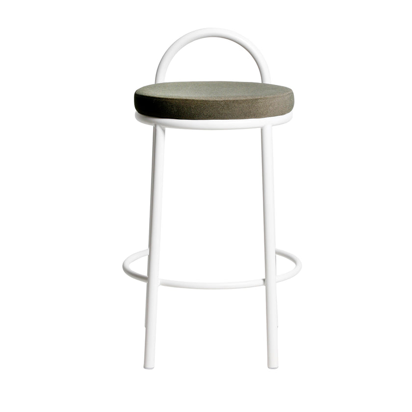 CBS12012-FH 63cm White Frame Bar Stool - Dark Moss Green (Set of 2)