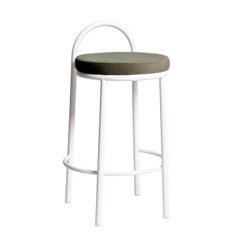 CBS12012-FH 63cm White Frame Bar Stool - Dark Moss Green (Set of 2)