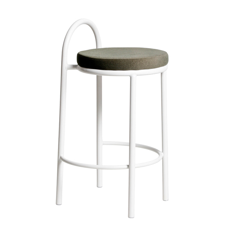 CBS12012-FH 63cm White Frame Bar Stool - Dark Moss Green (Set of 2)