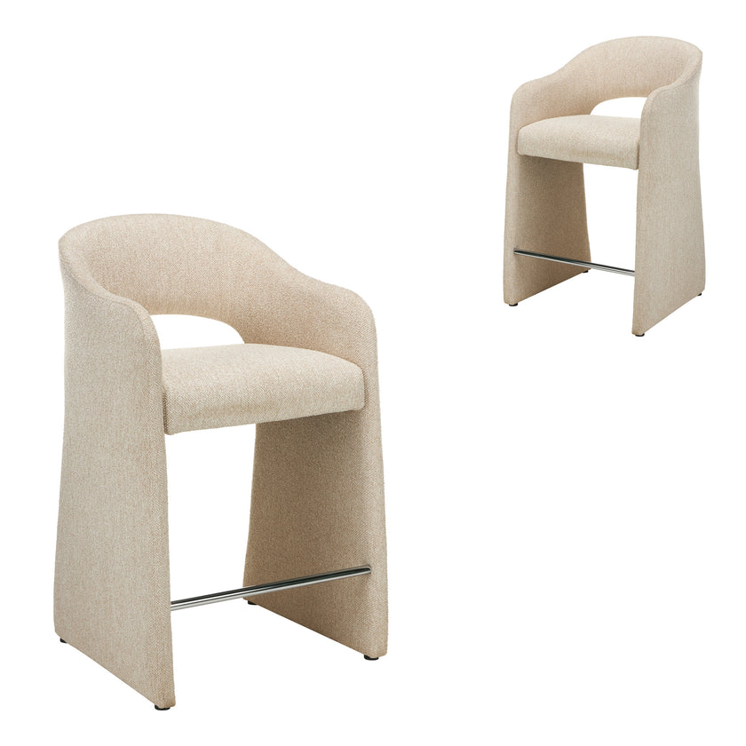 CBS12681-MR 65cm Fabric Bar Stool - Cobble Beige (Set of 2)