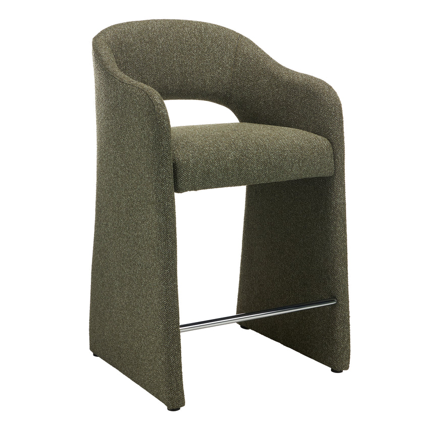 CBS12682-MR 65cm Fabric Bar Stool - Twill Green (Set of 2)