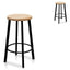 CBS2467-NH 65cm Bar Stool -With Natural Timber Seat - Black Frame (Set of 2)
