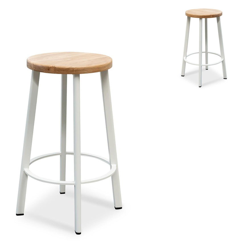 CBS2453-NH Bar Stool With Natural Timber Seat - White Frame