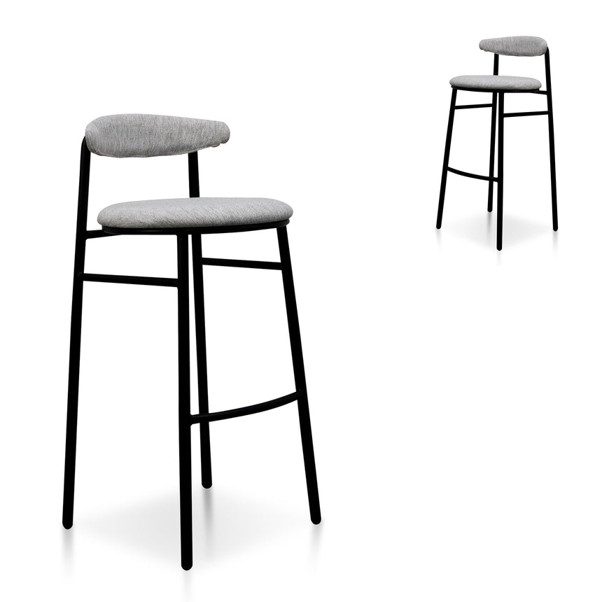 CBS8605-FHx2 65cm Black Bar Stool - Clay Grey (Set of 2)