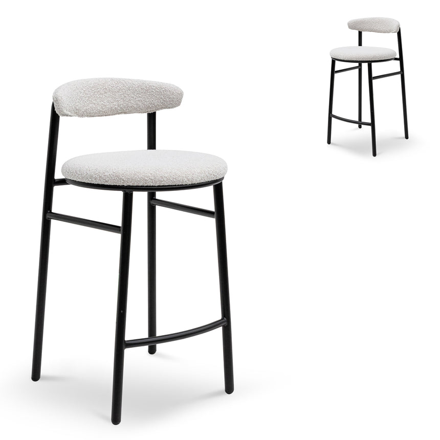 CBS8761-KS 65cm Brushed Gold Bar Stool - Grey Boucle