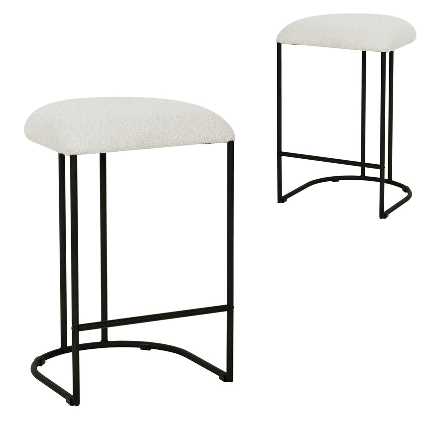 CBS6995-SD 65cm Bar Stool - Moon White Boucle and Black Legs (Set of 2)