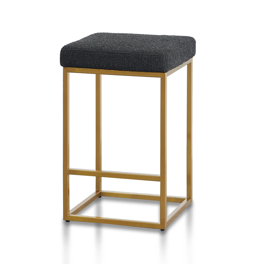 CBS8761-KS 65cm Brushed Gold Bar Stool - Grey Boucle