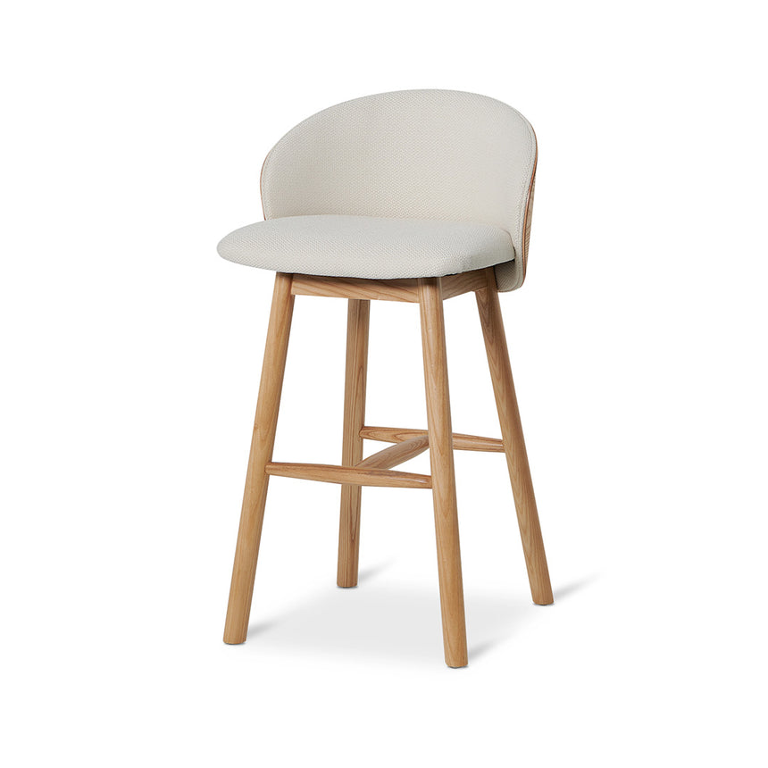 CBS8761-KS 65cm Brushed Gold Bar Stool - Grey Boucle