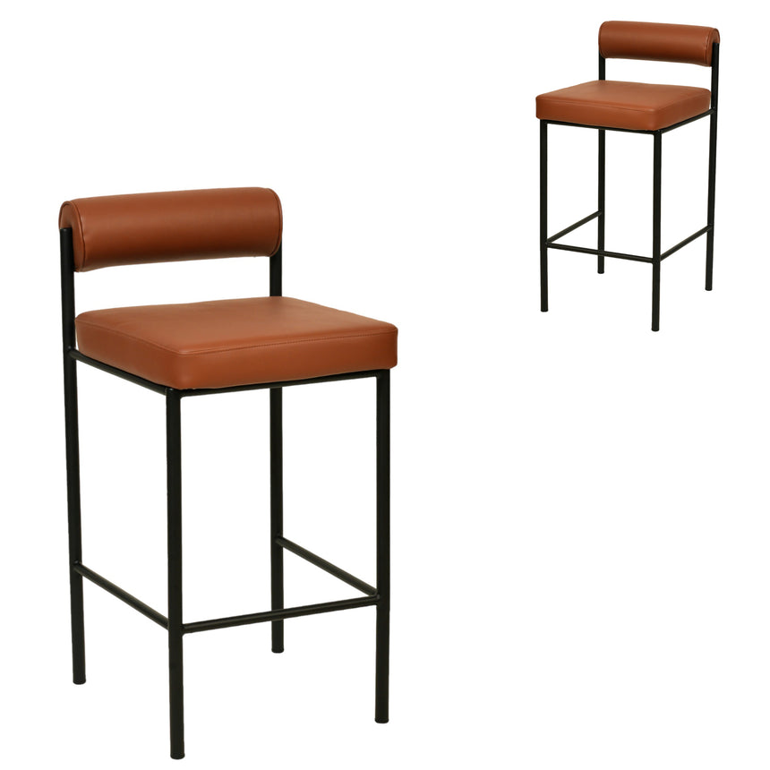 CBS8418-FH 65cm Fabric Bar Stool - Brown (Set of 2)