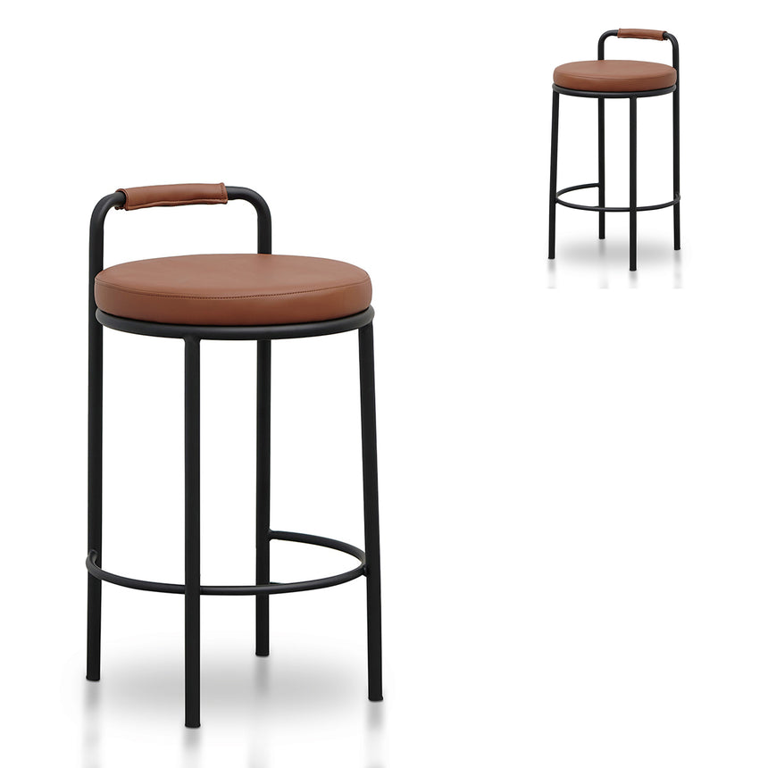 CBS8605-FHx2 65cm Black Bar Stool - Clay Grey (Set of 2)