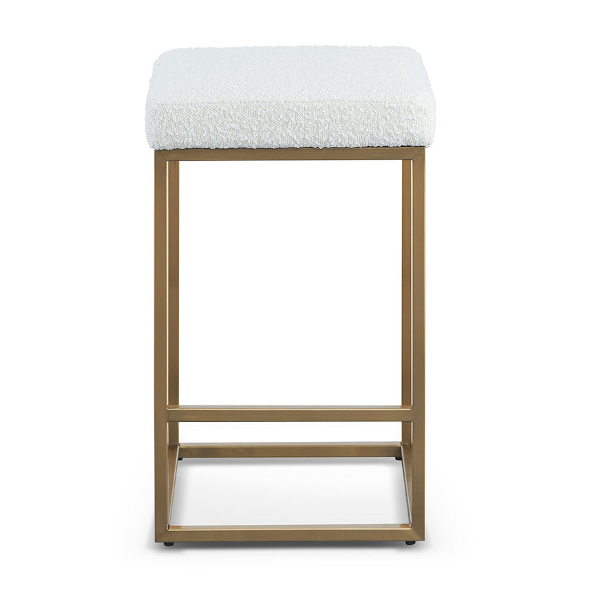 CBS8564-BS Ivory White Boucle Bar Stool - Brushed Gold Base