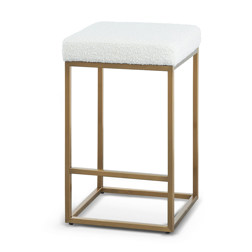 CBS8761-KS 65cm Brushed Gold Bar Stool - Grey Boucle