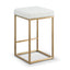 CBS8564-BS Ivory White Boucle Bar Stool - Brushed Gold Base