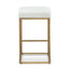 CBS8564-BS Ivory White Boucle Bar Stool - Brushed Gold Base