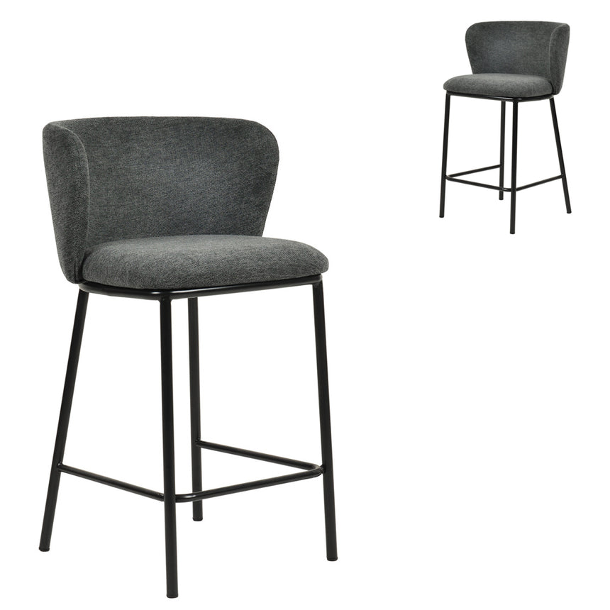 CBS8605-FHx2 65cm Black Bar Stool - Clay Grey (Set of 2)