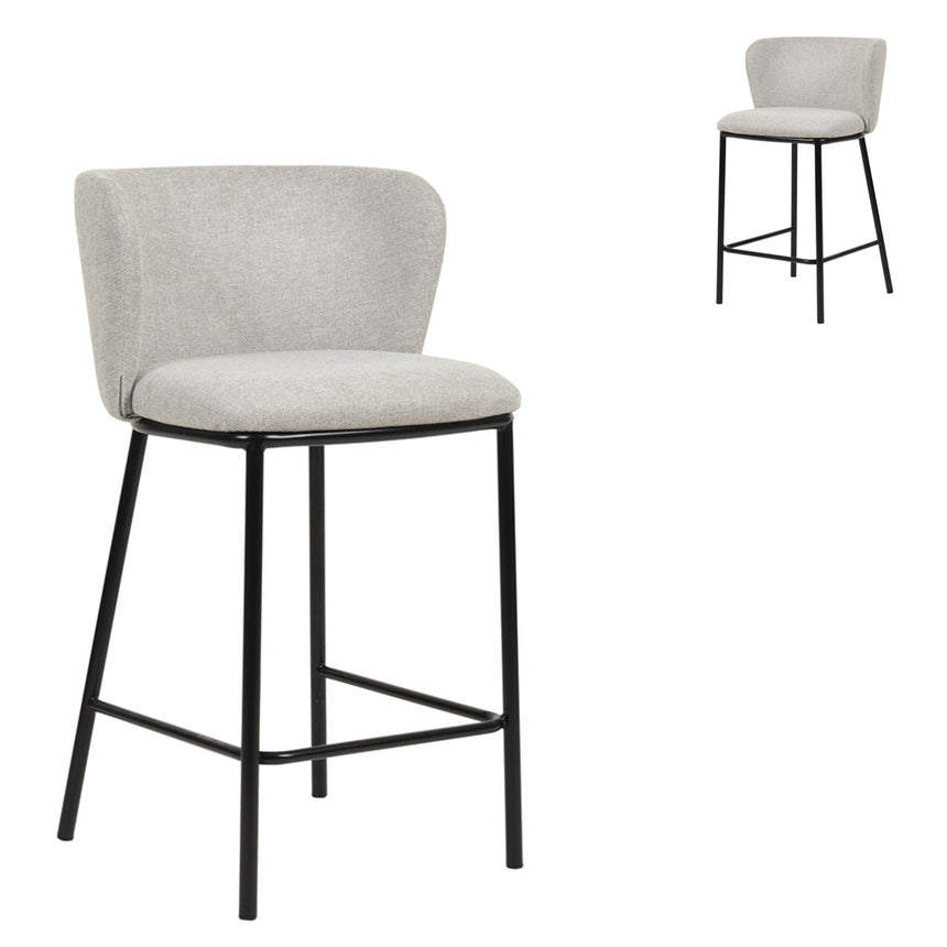 CBS8605-FHx2 65cm Black Bar Stool - Clay Grey (Set of 2)