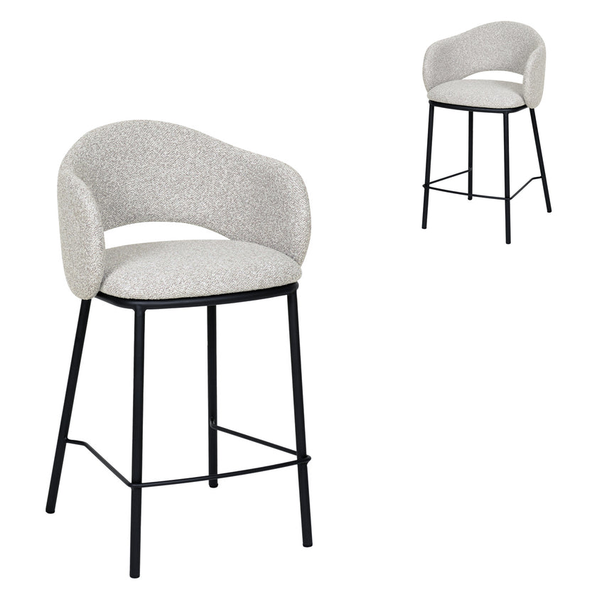 CBS8605-FHx2 65cm Black Bar Stool - Clay Grey (Set of 2)