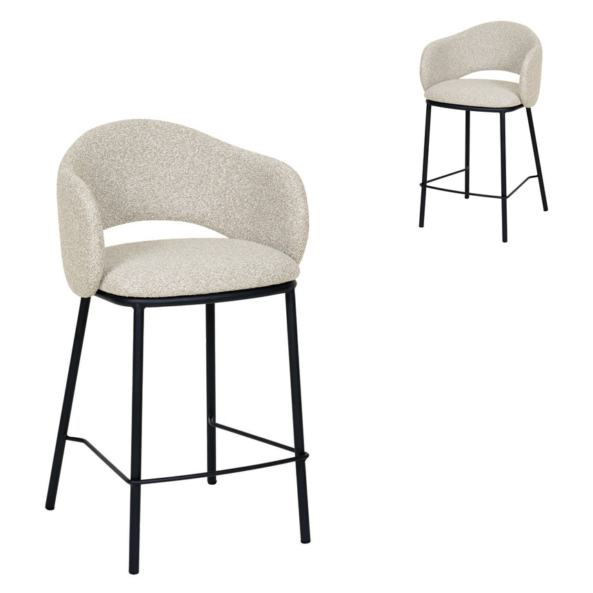 CBS8605-FHx2 65cm Black Bar Stool - Clay Grey (Set of 2)