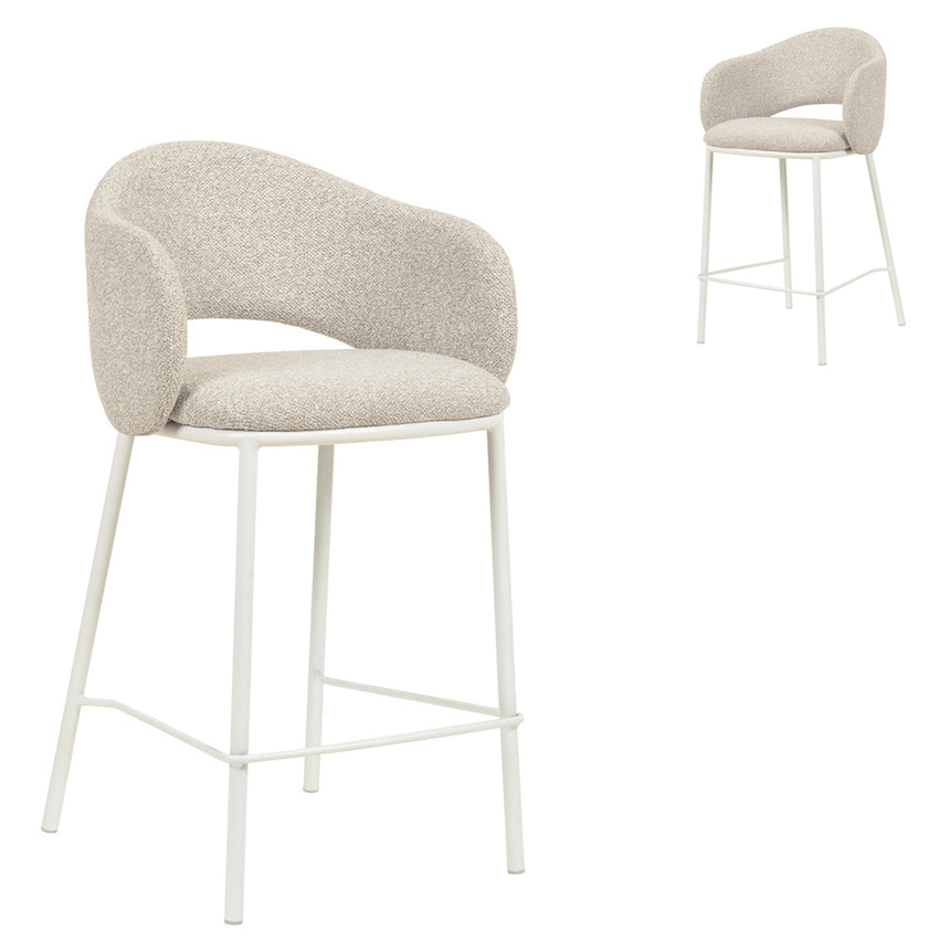 CBS8761-KS 65cm Brushed Gold Bar Stool - Grey Boucle