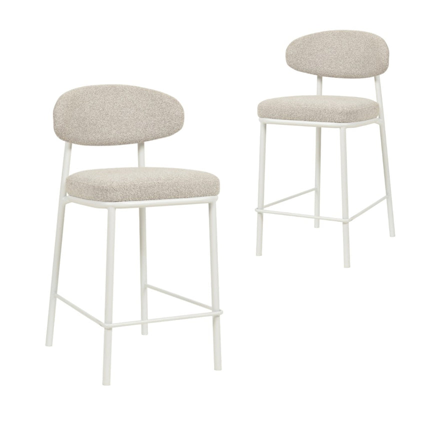 CBS8606-FHx2 65cm White Bar Stool - Clay Grey (Set of 2)